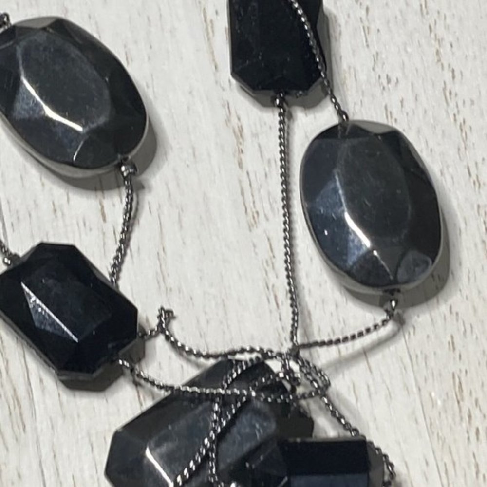 new york 2 strand layers gun metal long Necklace 38" - Picture 6 of 8